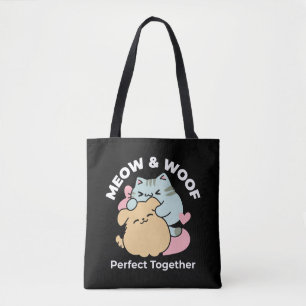 Meow & Woof Perfekt tillsammans - Cute Cat och Hun Tygkasse