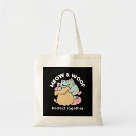 Meow & Woof Perfekt tillsammans - Cute Cat och Hun Tygkasse