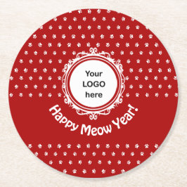 "Meow Year" i Lycklig Underlägg Papper Rund