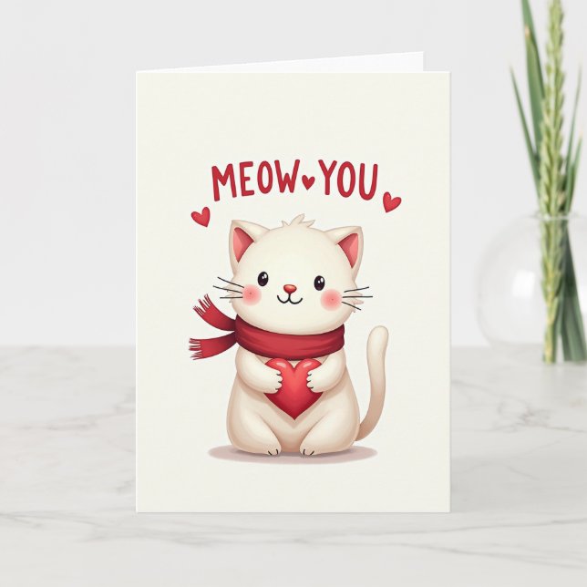 Meow You Cat Love Card Kort (Framsida)