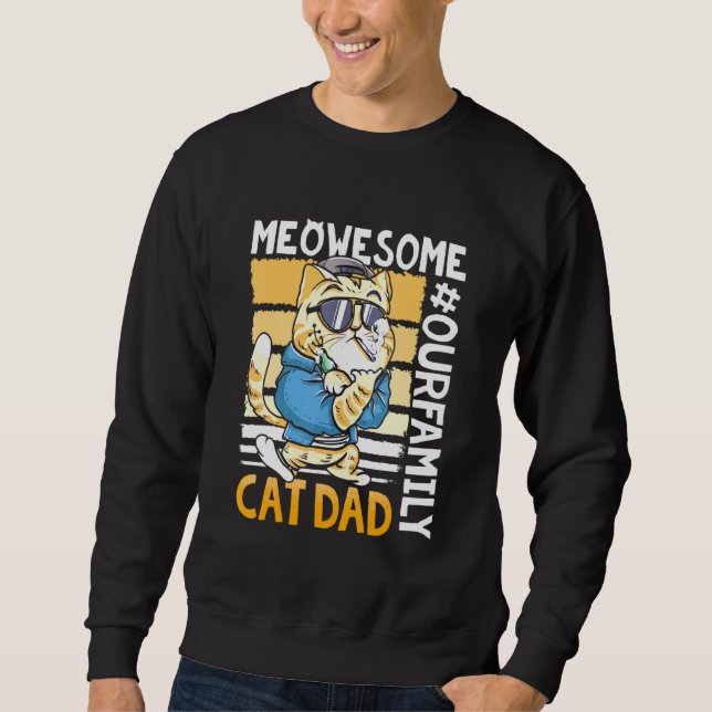 Meowall Cat Pappa vår familj Lång Ärmad Tröja (Framsida)
