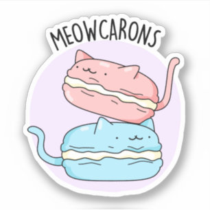 Meowcarons Cute Macaron Pun Sticker Klistermärken