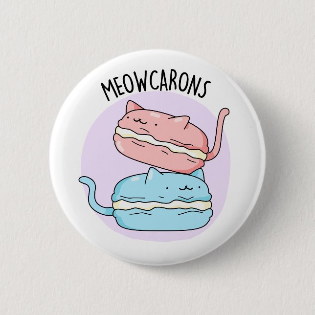 Meowcarons Funny Macaron Pun Knapp (Framsida)