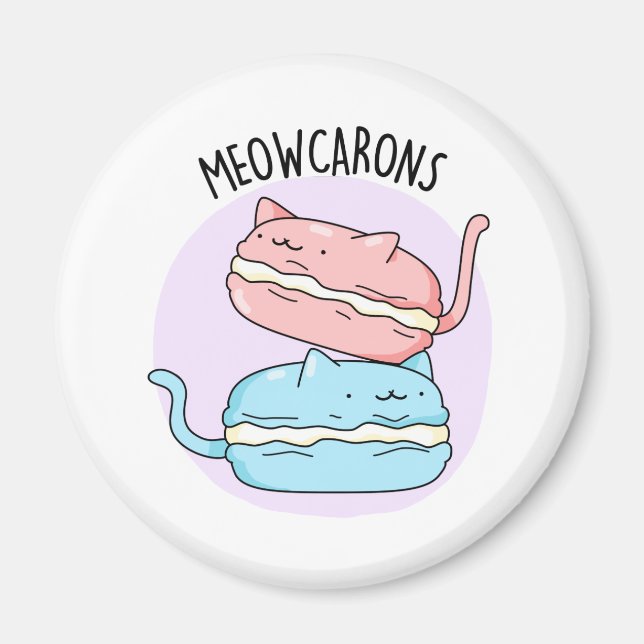 Meowcarons Funny Macaron Pun Magnet (Framsidan)