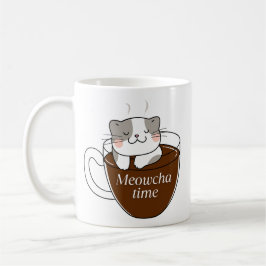Meowcha Time Cat in Coffee Kopp Design