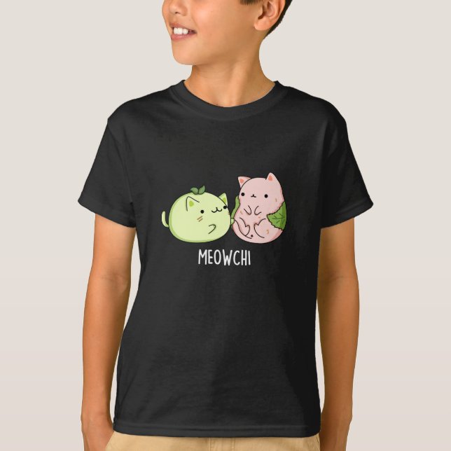 Meowchi Funny Mochi Pun Mörk BG T Shirt (Framsida)