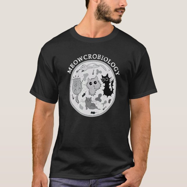 Meowcrobiologi Cat Distress Bacteria Microbiolog T Shirt (Framsida)