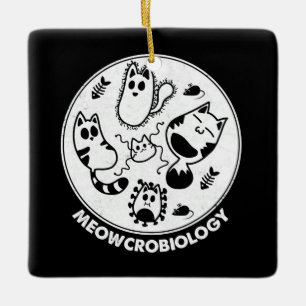 Meowcrobiology Microbiology Science Cat Lovers Julgransprydnad Keramik