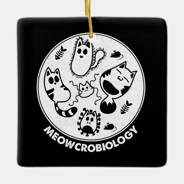 Meowcrobiology Microbiology Science Cat Lovers Julgransprydnad Keramik (Framsida)
