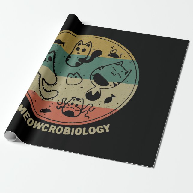 Meowcrobiology Microbiology Science Funny Cat Kärl Presentpapper (Utrullad)