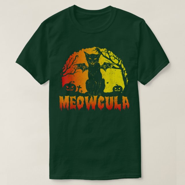 Meowcula Black Cat Halloween T Shirt (Design framsida)