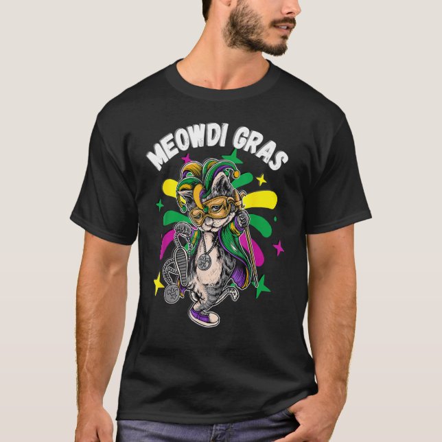 Meowdi Gras Cats Mardi Gras Neworleans St Louis Fu T Shirt (Framsida)