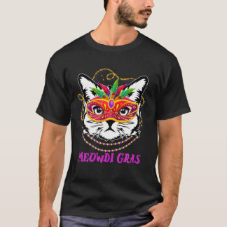 Meowdi Gras Cute Funny Mardi Gras Costume för T Shirt