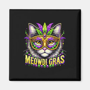 Meowdi Gras Mardi Gras Carnival Pet Kattunge Meow Magnet