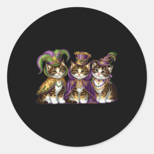 Meowdi Gras Mardi Gras Cat Lover New Orleans Louis Runt Klistermärke