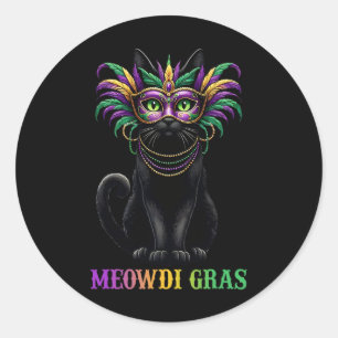 Meowdi Gras Mardi Gras Cat Lover New Orleans Louis Runt Klistermärke