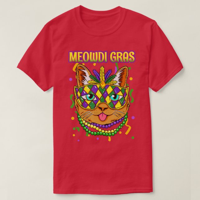 Meowdi Gras Mardi Gras Cat Lover New Orleans Louis T Shirt (Design framsida)