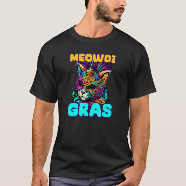 Meowdi Gras Mardi Gras Cat T Shirt (Framsida)