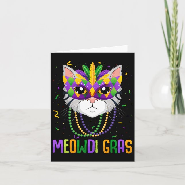 Meowdi Gras Mardi Gras Parad Carnaval Kort (Framsida)
