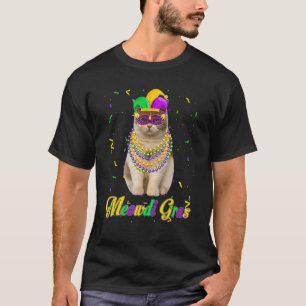Meowdi Gras Söt Brittisk Korthårskatt Mardi Gras T Shirt