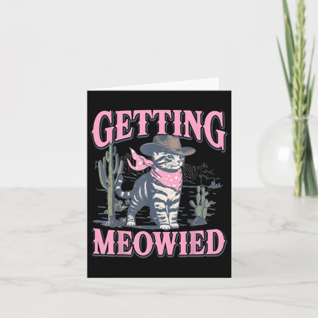 Meowdy Bachelorette Party Cowgirl Komma Meowied Kort (Framsida)