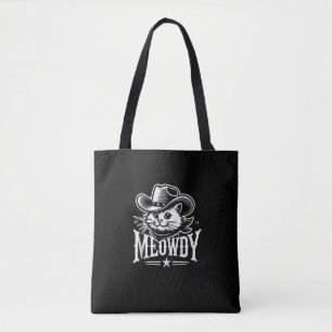 Meowdy Cat Cowboy Cowgirl Meow Howdy Halloween Cos Tygkasse