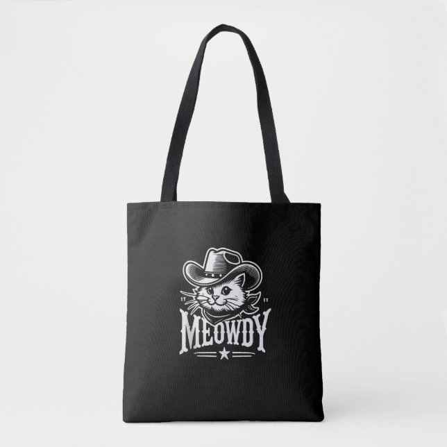 Meowdy Cat Cowboy Cowgirl Meow Howdy Halloween Cos Tygkasse (Framsida)