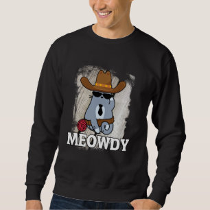 Meowdy Cat Cowboy Funny Land Music Lång Ärmad Tröja