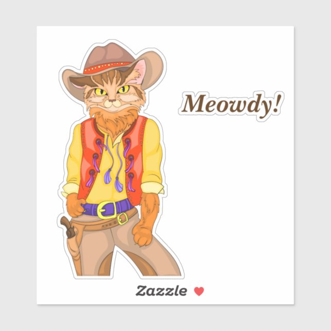 Meowdy! Cat Cowboy Klistermärken (Ark)
