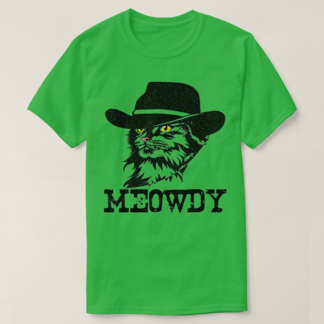 Meowdy Cat Funny Mashup mellan Meow och Howdy (1 T Shirt (Design framsida)