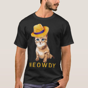 Meowdy Cat Funny Mashup mellan Meow och Howdy (2 T Shirt
