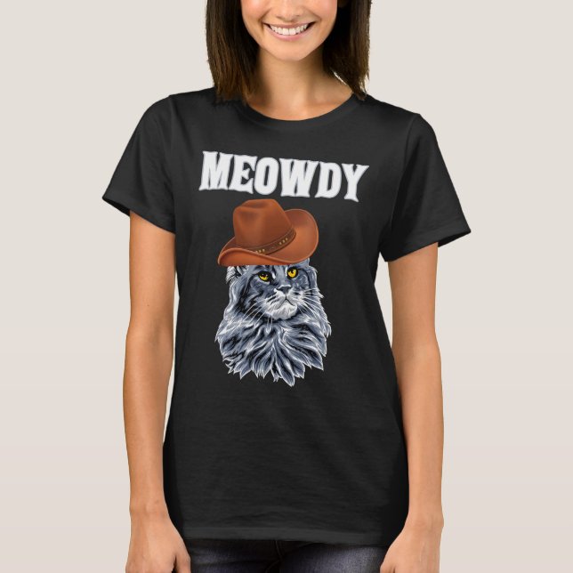 Meowdy Cat Howdy Rodeo Westerna Land södra T Shirt (Framsida)