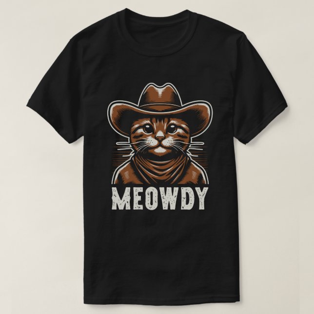 Meowdy Cat i Cowboy Hat T Shirt (Design framsida)