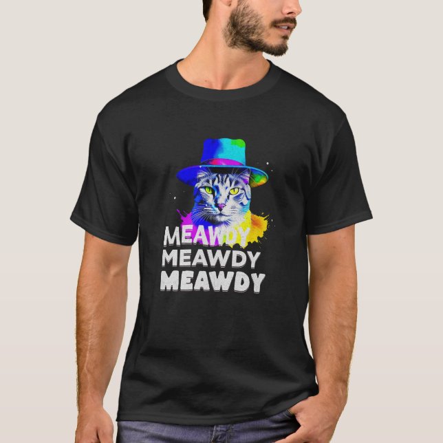 Meowdy Cat Meme Texas Funny Cat Cowboy Premium T Shirt (Framsida)