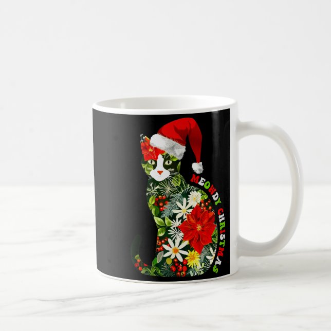 Meowdy Christmas Floral Cat For Cat Lover Holiday  Kaffemugg (Höger)