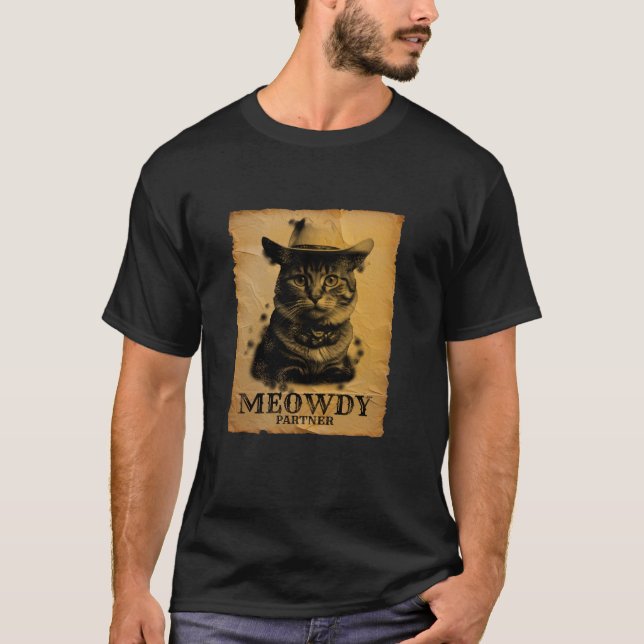 Meowdy Cowboy Cat Funny Sarcastic Pun Westernare H T Shirt (Framsida)