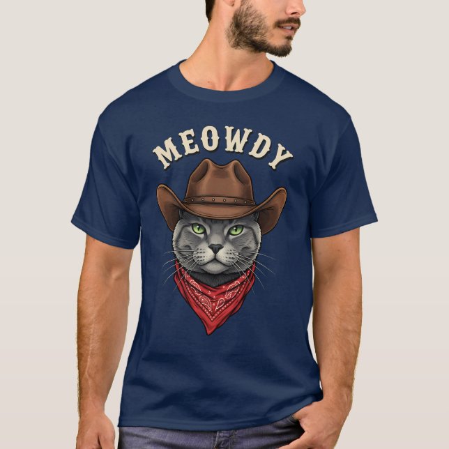 Meowdy Cowboy Cat Western Funny Cowpoke Kitty T Shirt (Framsida)