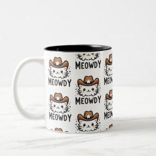 Meowdy cowboy Hat cat mönster Två-Tonad Mugg