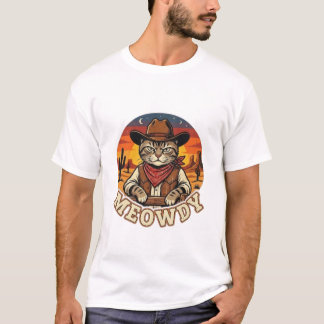 Meowdy Cowboy Katt | Western Rodeo Sarksastisk T-S T Shirt