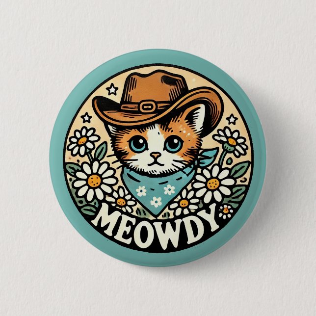 Meowdy Cowboy Kattunge Knapp (Framsida)