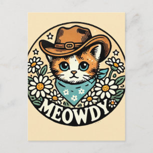 Meowdy Cowboy Kattunge Vykort