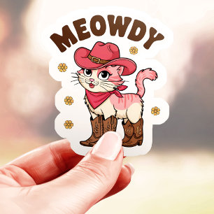 Meowdy Cowgirl Katt Vinyl Klistermärken