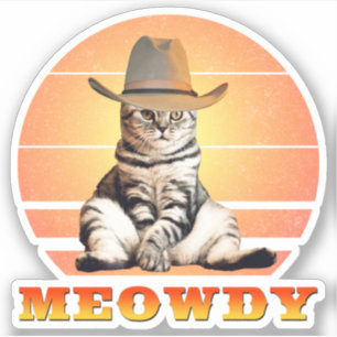 Meowdy Funny Cowboy Cat Klistermärken