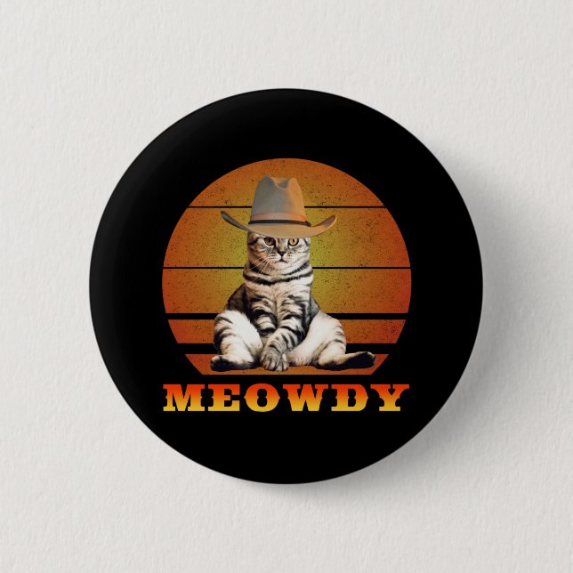 Meowdy Funny Cowboy Cat Knapp (Framsida)