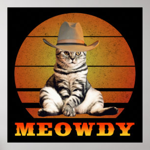 Meowdy Funny Cowboy Cat Poster