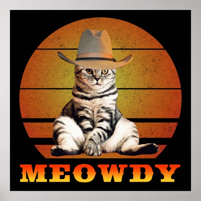 Meowdy Funny Cowboy Cat Poster (Framsidan)