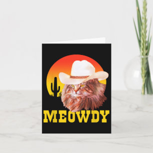 Meowdy! Funny Land Music Cat Cowboy Hat Vintage Kort