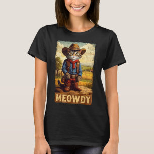 Meowdy Funny Land Side Cat Hat Vintage Cowboy C T Shirt