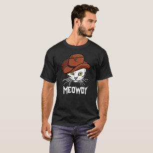 Meowdy Funny Mashup mellan Meow och Howdy Cat Mem T Shirt