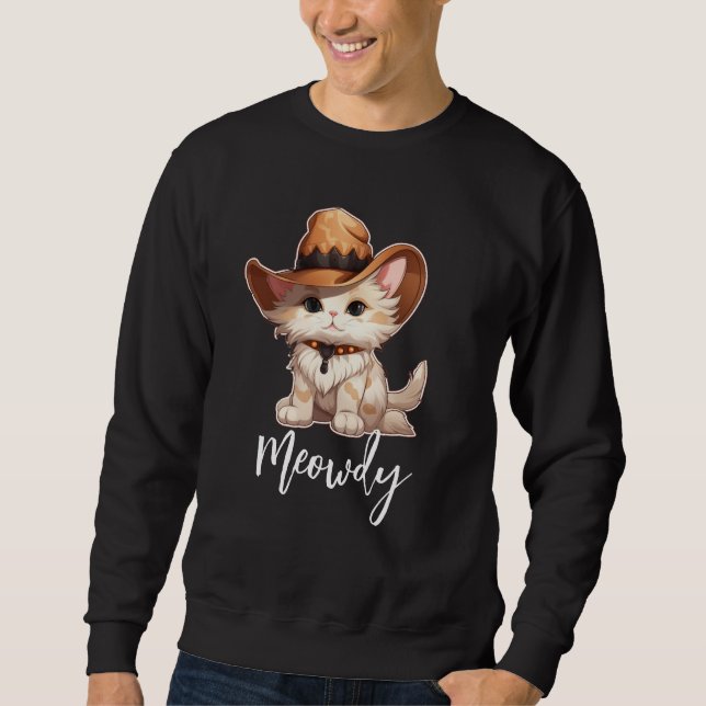 Meowdy Funny Western Cowboy Cat Sweatshirt (Framsida)